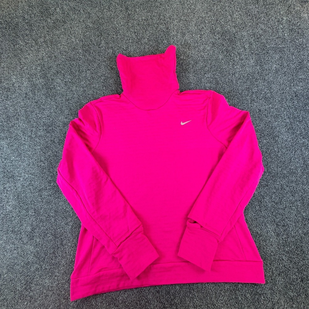 Nike Therma-FIT Element Swift Running Top Womens Medium Fireberry Turtleneck